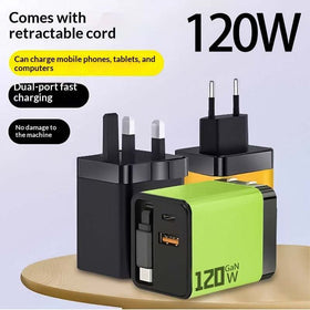 120W GaN Fast Charger With A Built-in Retractable Cable