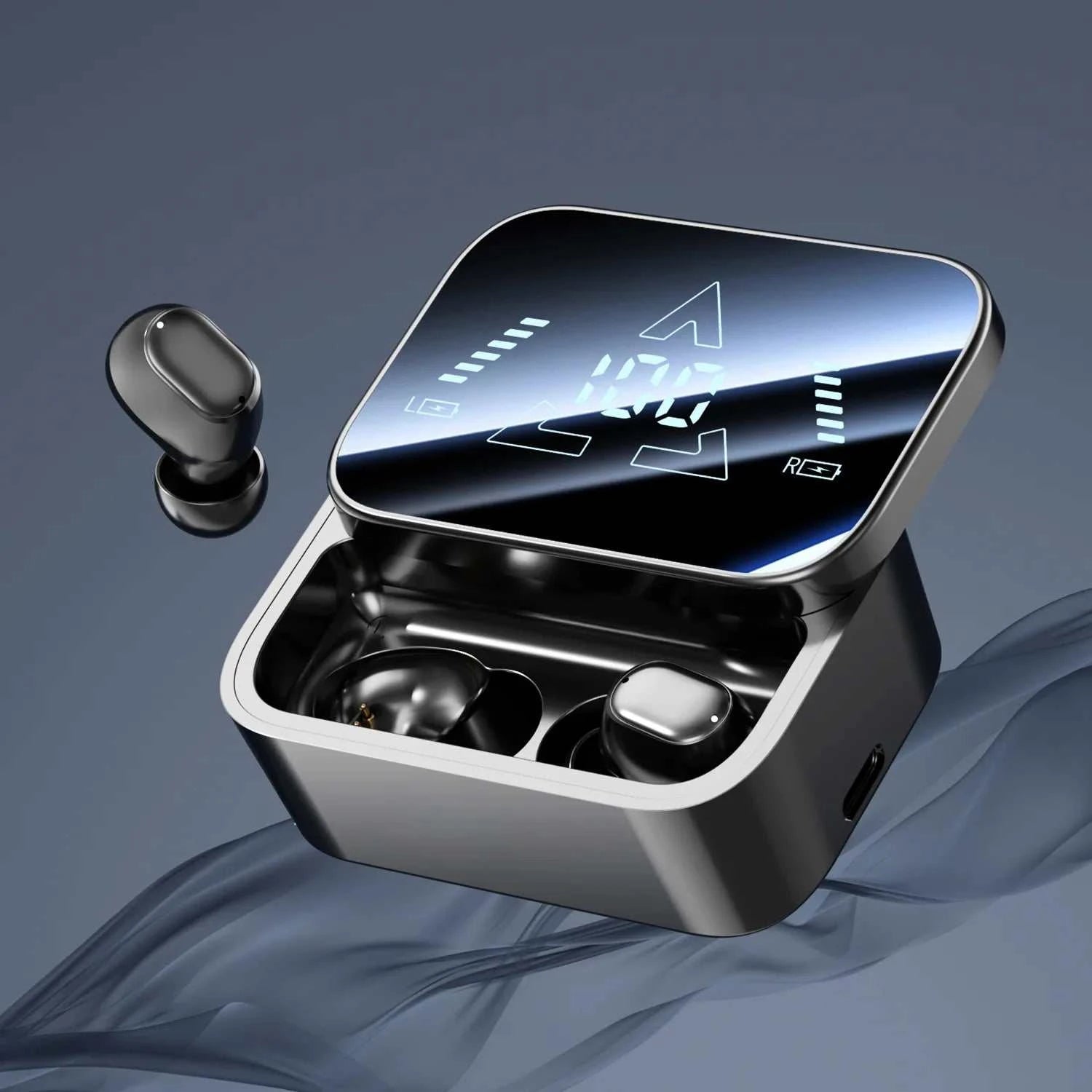 Bluetooth 6.0 In-Ear Headphones with Large Screen Display, Dual Mode Audífonos, Zero Latency Earphones for Gaming & Music