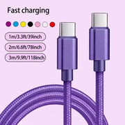 66W 5A USB C To Type C Fast Charging Data Cable USB Type C to Type-C Nylon Braided Quick Charge Charger Adapter Cable 1m 2m 3m