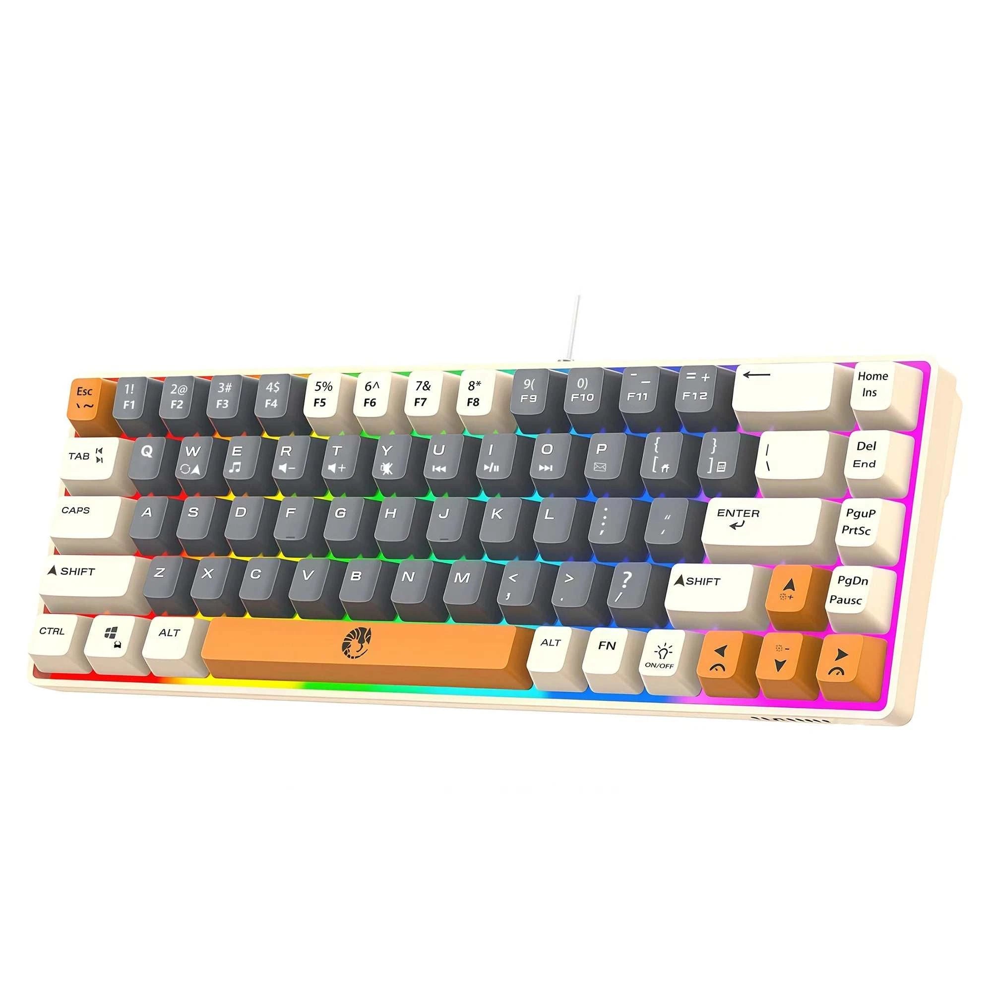 68-Key Mini Mechanical Usb Wired Gaming Keyboard, RGB Backlit Multi-Color, for Windows PC/Desktop/Laptops