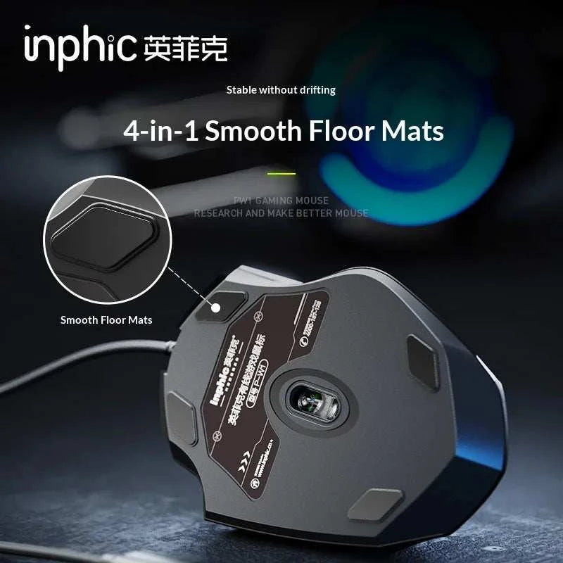 Hot Inphic Wired Mouse Pw1 Silent Ergonomic Colorful Breathing Light Gaming Mouse Six Button Business Office Mouse