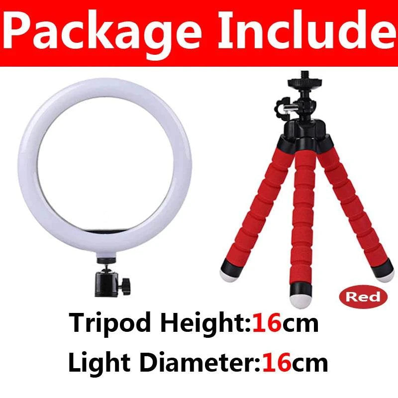 10 Inch LED Ring Light Photography Lighting Phone Ringlight With Tripod Stand Round Fill Lamp For Phone Live Video Selfie Lamp