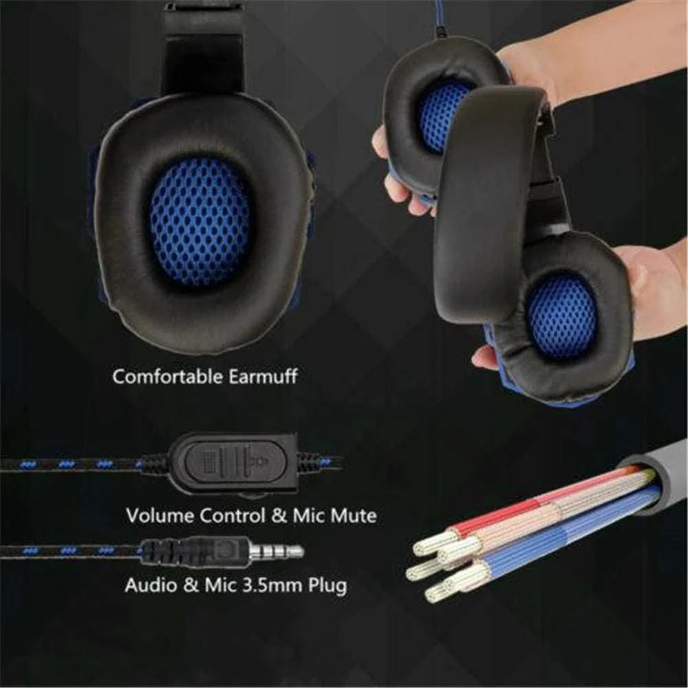 3.5mm Wired Gaming Headphones Game Headset Noise Cancelling Earphone with Microphone Volume Control for PS4 PS5 Play Xbox Laptop