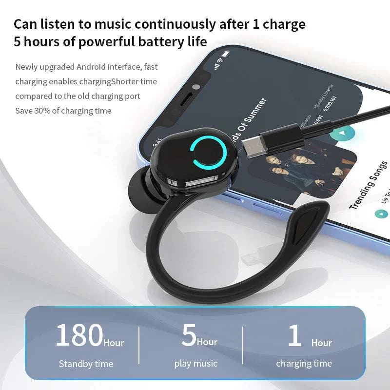 Wireless Bluetooth Earphones HIFI Bass With HD MIC Ear-Hook Earbuds Noise Cancelling Life Waterproof Game Sports Music Headsets