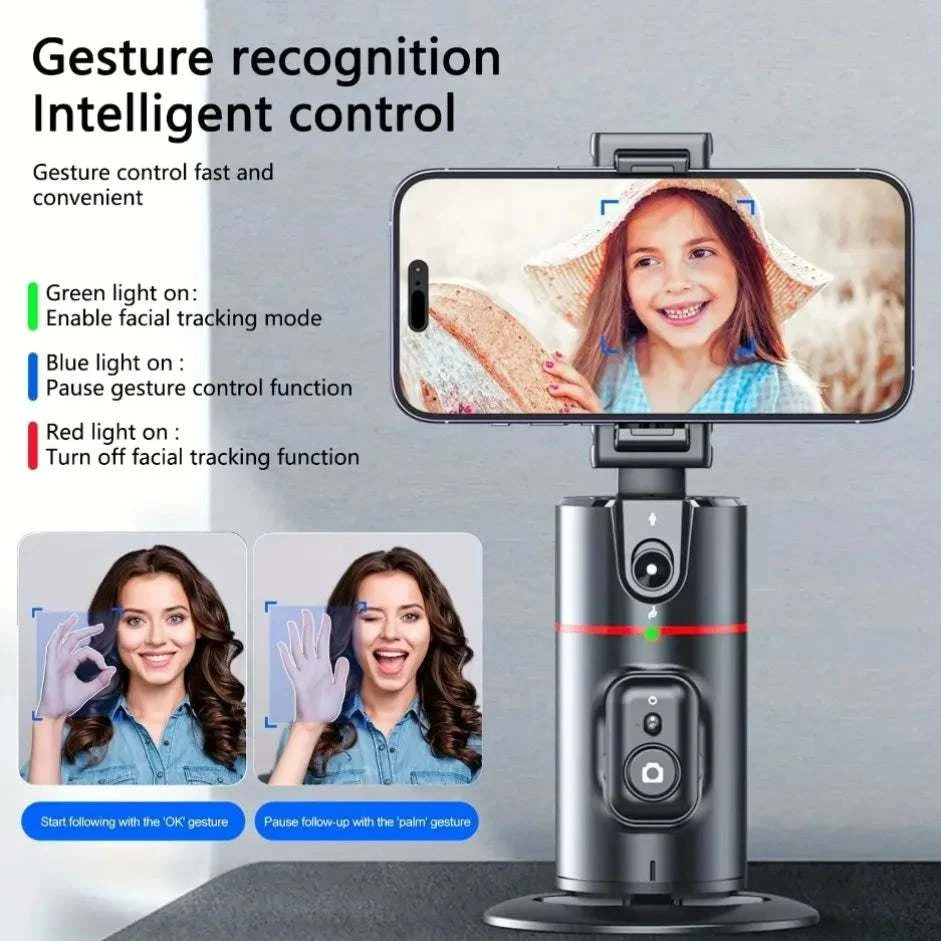 360° Gimbal Stabilizer Desktop AI Automatic Tracking Gimbal With Remote Shutter+Fill Light For Smartphone Stabilizer Durable