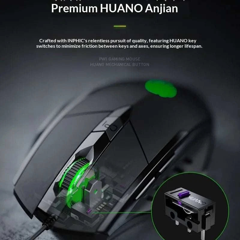 Hot Inphic Wired Mouse Pw1 Silent Ergonomic Colorful Breathing Light Gaming Mouse Six Button Business Office Mouse