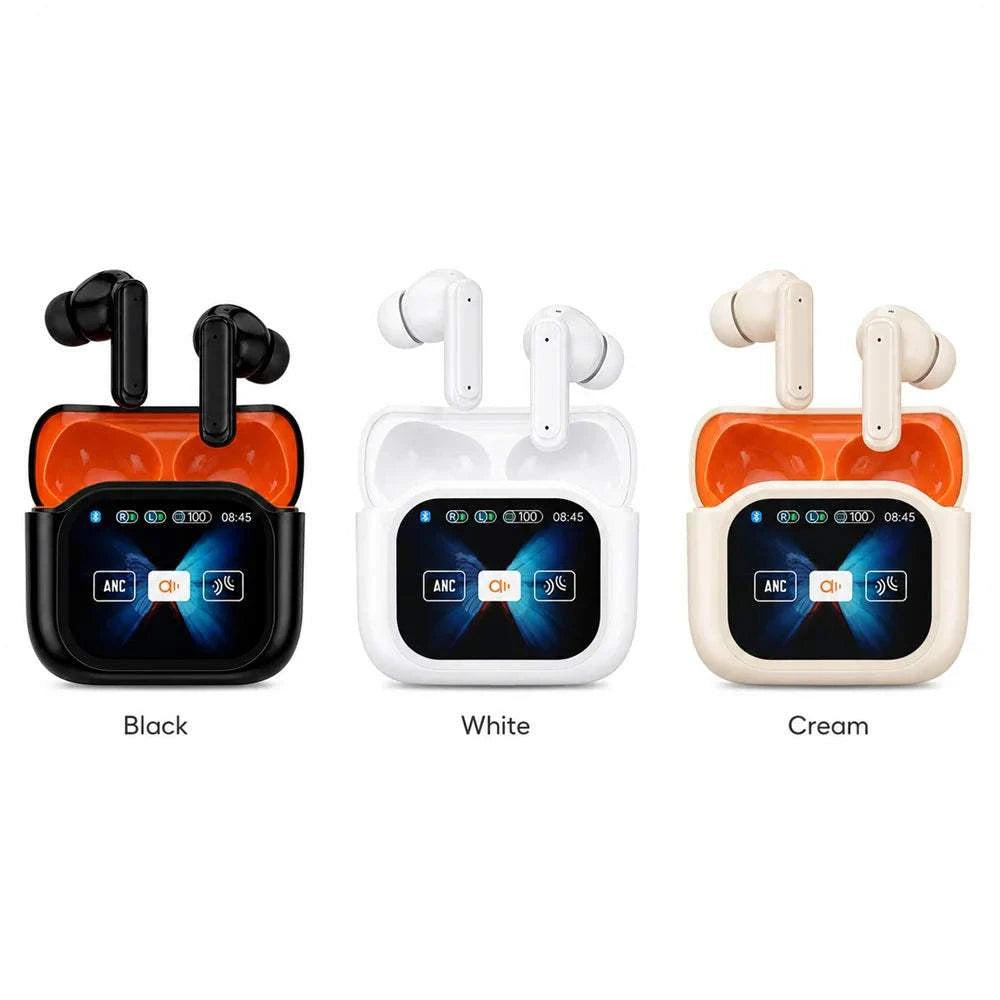 Smart Touch Screen Wireless Earbuds Bluetooth 5.4 ANC Noise Cancelling AI Translator Earphones LCD Display 60H Charge Case