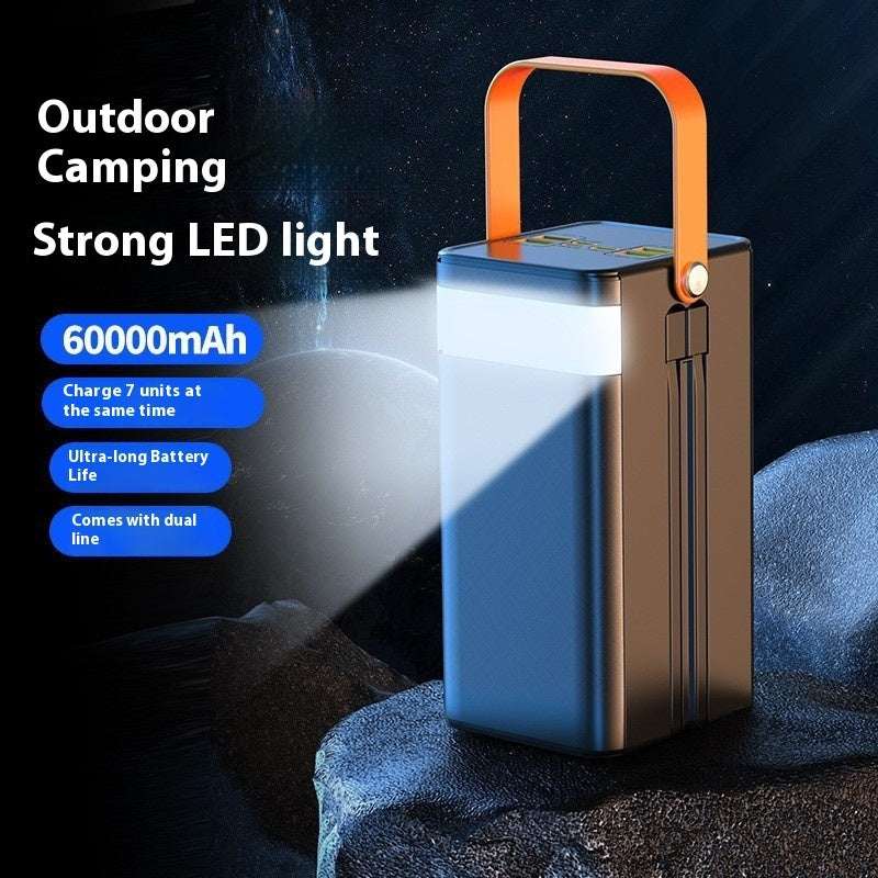Black and white cable large capacity super fast camping power bank with multi-USB ports and industrial design