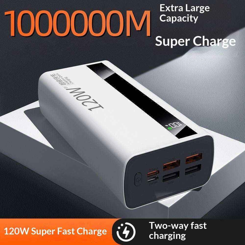 3C-certified extra-large capacity 10000mAh power bank with USB and Type-C ports in plastic casing