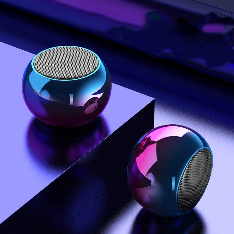 M3 colorful wireless Bluetooth speaker with electroplated round steel design in multiple gradient colors