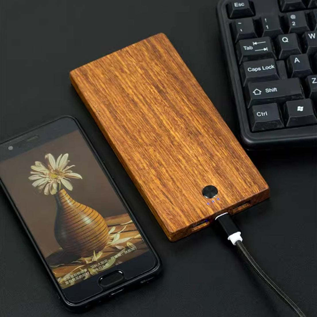 Wooden handicraft phone fast charge 8000mAh power bank with 10W output