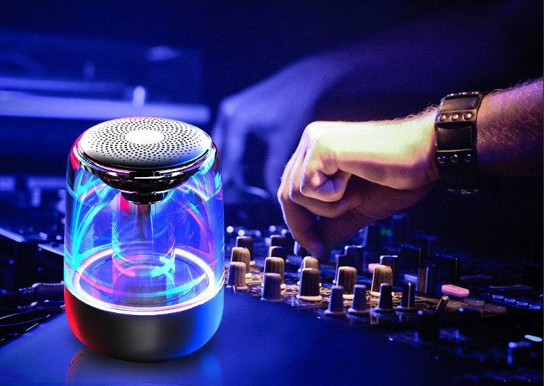 Portable Bluetooth column speaker with wireless connectivity, powerful bass, and color-changing LED light