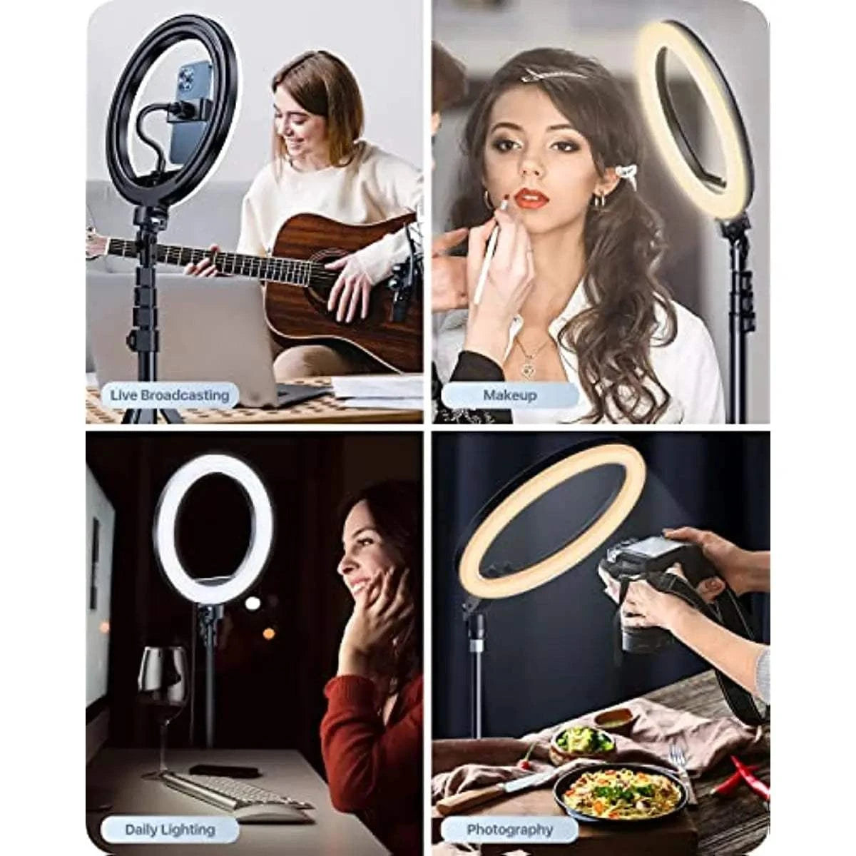 10" Ring Light 63" Tripod Stand,LED Selfie Ring Light &amp; Bluetooth Remote,Extendable Cell Phone Holder for YouTube TikTok Video