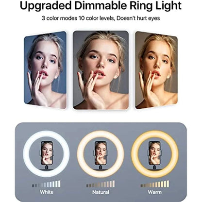 10" Ring Light 63" Tripod Stand,LED Selfie Ring Light &amp; Bluetooth Remote,Extendable Cell Phone Holder for YouTube TikTok Video