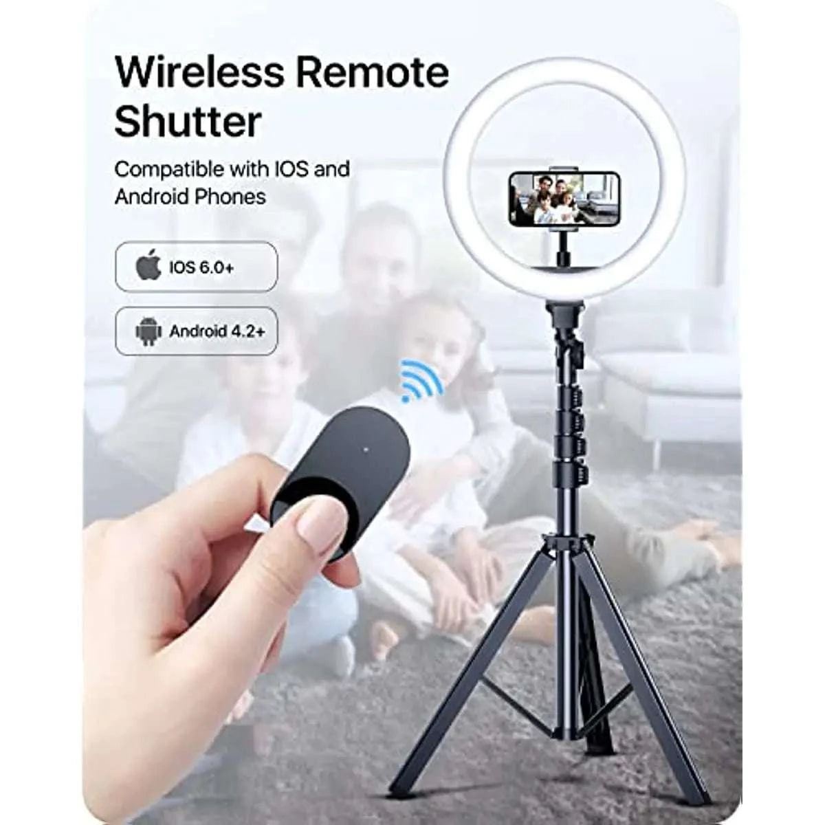 10" Ring Light 63" Tripod Stand,LED Selfie Ring Light &amp; Bluetooth Remote,Extendable Cell Phone Holder for YouTube TikTok Video