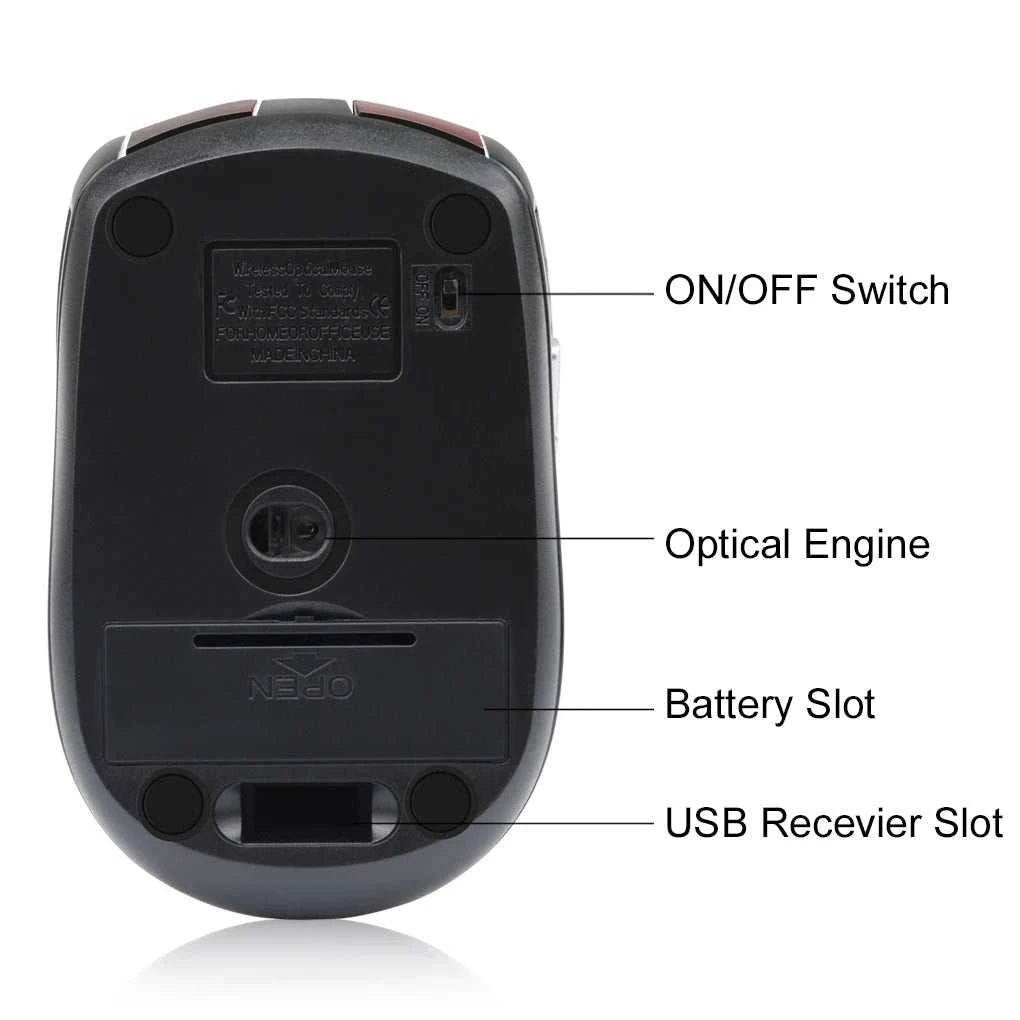 Wireless Gaming Mouse Adjustable DPI 2.4G 6 Buttons Optical Mouse for Laptop Notebook PC