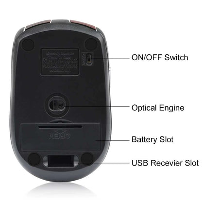 Wireless Gaming Mouse Adjustable DPI 2.4G 6 Buttons Optical Mouse for Laptop Notebook PC
