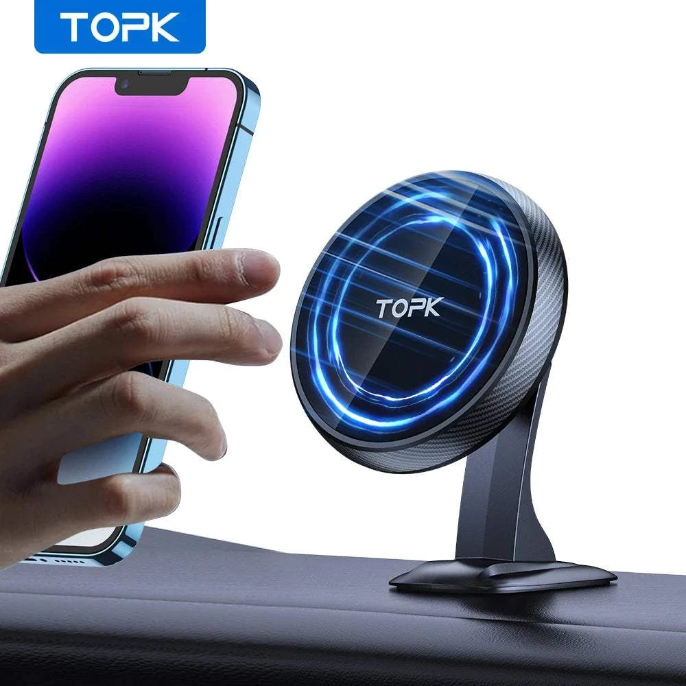 TOPK for MagSafe Car Phone Holder Mount Strong Magnet Magnetic Phone Holder for Car Hands Free iPhone Car Phone Holder Mount
