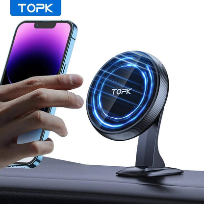 TOPK for MagSafe Car Phone Holder Mount Strong Magnet Magnetic Phone Holder for Car Hands Free iPhone Car Phone Holder Mount