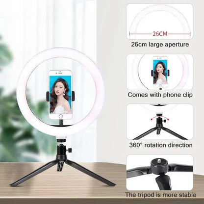 10" LED Ring Light with Tripod Stand Dimmable for Makeup &amp; Live Streaming