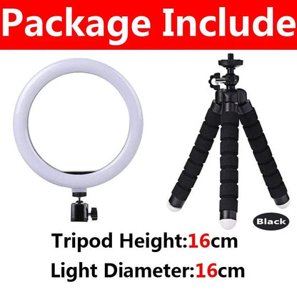LED Ring Light Photography Adjustable Lighting Phone Ringlight With 20cm Tripod Stand USB Round Fill Lamp For Phone Video Live