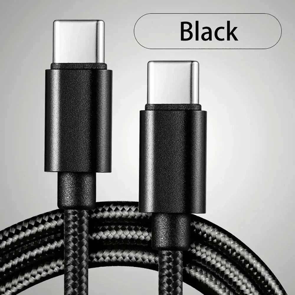 66W 5A USB C To Type C Fast Charging Data Cable USB Type C to Type-C Nylon Braided Quick Charge Charger Adapter Cable 1m 2m 3m