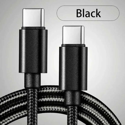 66W 5A USB C To Type C Fast Charging Data Cable USB Type C to Type-C Nylon Braided Quick Charge Charger Adapter Cable 1m 2m 3m