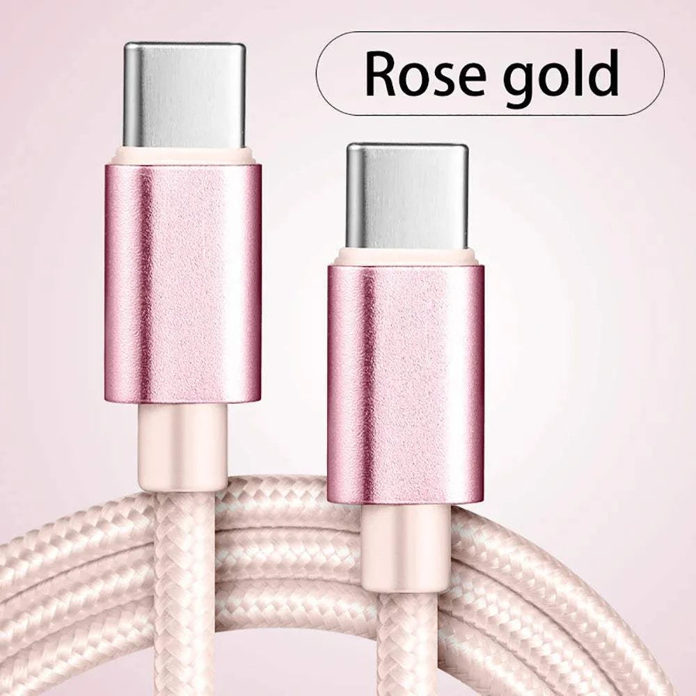 66W 5A USB C To Type C Fast Charging Data Cable USB Type C to Type-C Nylon Braided Quick Charge Charger Adapter Cable 1m 2m 3m