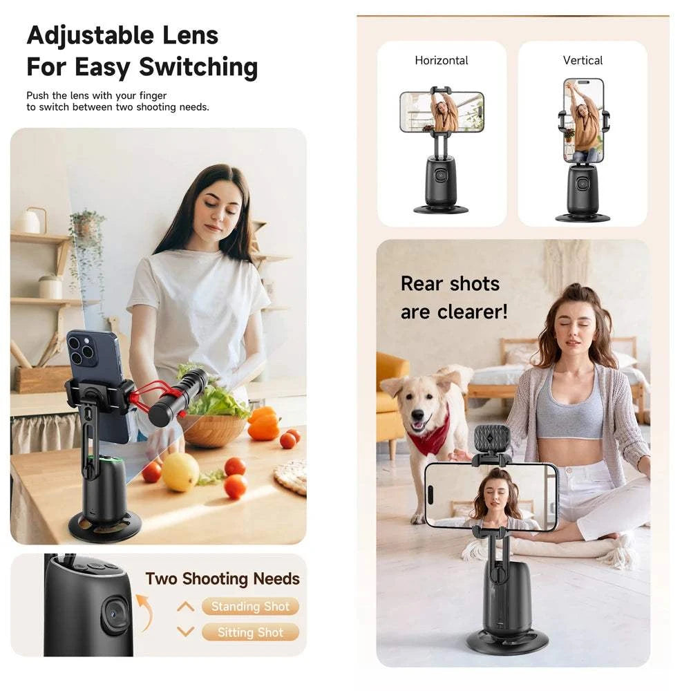 AI Smart Gimbal 360° Auto Follow-Up Face Tracking Gimbal All-in-one Phone Holder For smartphone video Live Stabilizer Tripod