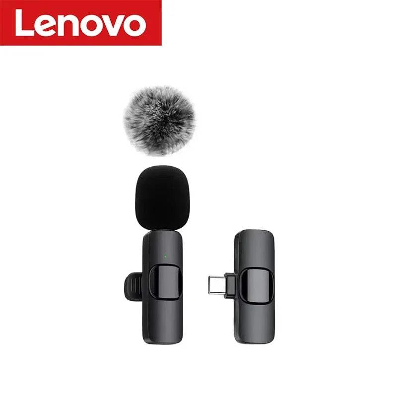 Lenovo Bluetooth 5.3 Mini Portable Wireless Lavalier Microphone for Live Broadcast Gaming Audio Video Recording iPhone Android