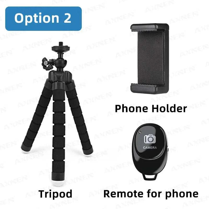 Tripods Tripod for Phone Mobile Camera Holder Clip Smartphone Monopod Tripe Stand Octopus Mini Tripod, Optional Wireless Remote