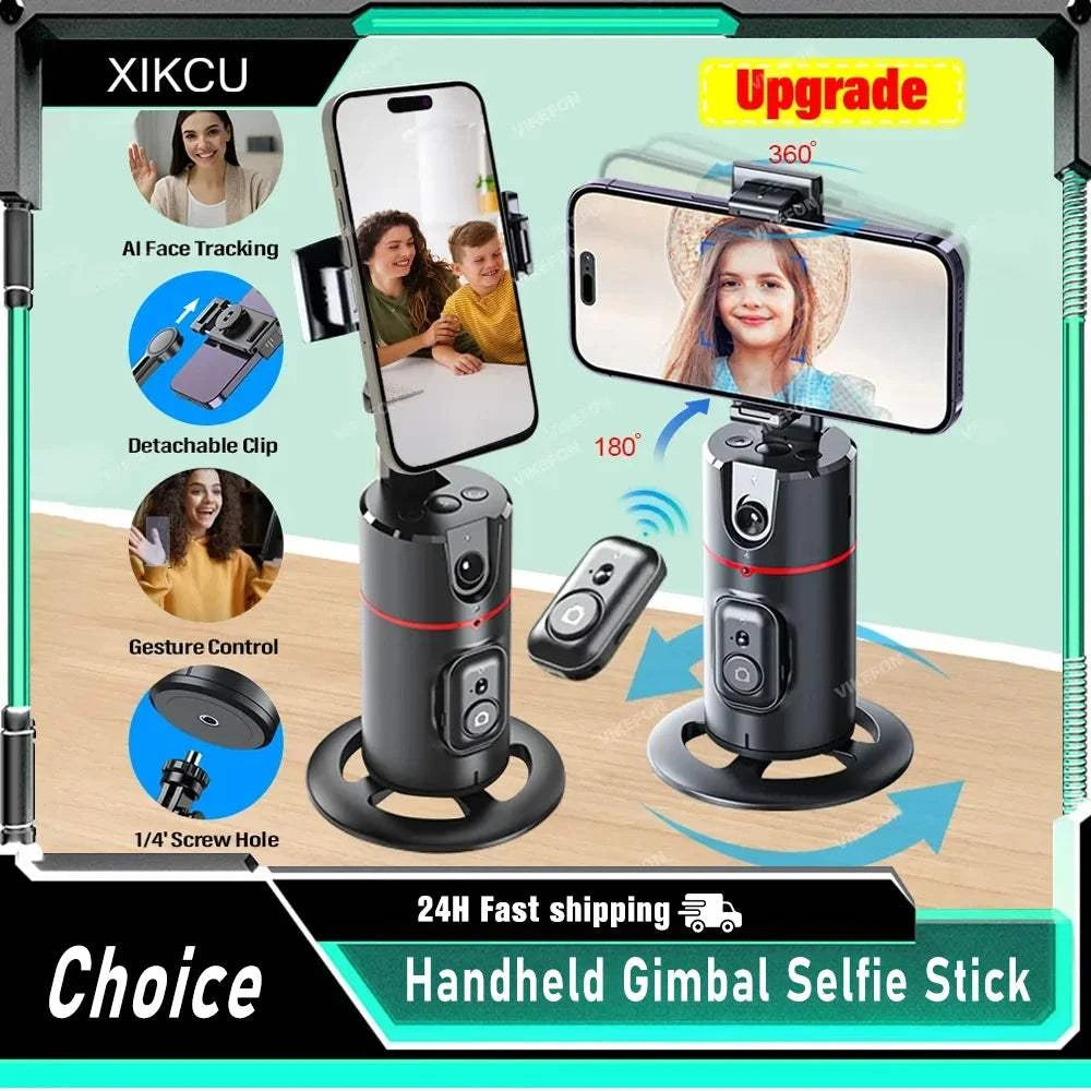 360° Gimbal Stabilizer Desktop AI Automatic Tracking Gimbal With Remote Shutter+Fill Light For Smartphone Stabilizer Durable