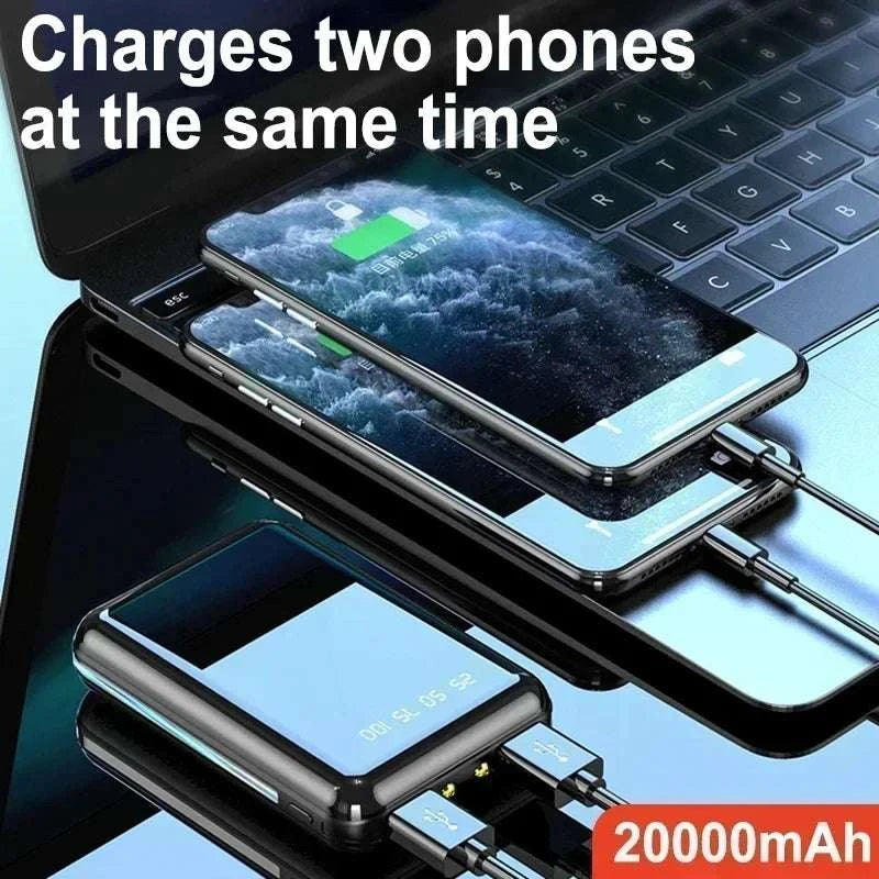 Portable with Digital Display 20000mAh Power Banks  for Xiaomi Iphone 12 13 14 15 16 Promax Mirror Screen Portable Powerbank