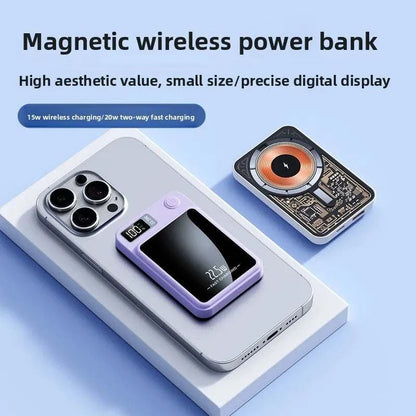 Transparent Wireless Charger 20000mAh Magnetic Portable Powerbank 22.5W Quick Charge Mobile External Charger for Smart Phones