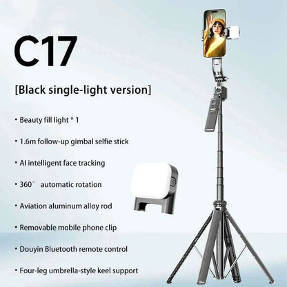 C17 Selfie Stick Intelligent Ai Mobile Follow-Up Anti Shake Retractable Pan Tilt Automatic Camera Tool Phone Holder