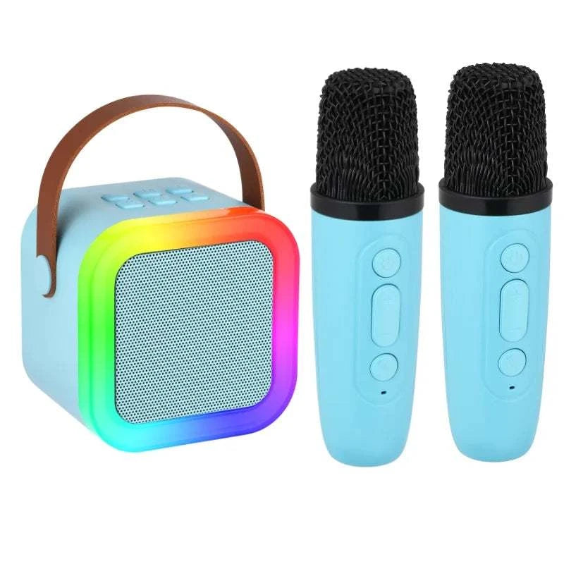 Dual Wireless Microphone Karaoke Machine Portable Bluetooth Speaker RGB Lights Voice Change Support  USB/TF/AUX for Adults Kids