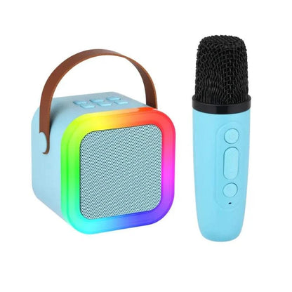Dual Wireless Microphone Karaoke Machine Portable Bluetooth Speaker RGB Lights Voice Change Support  USB/TF/AUX for Adults Kids
