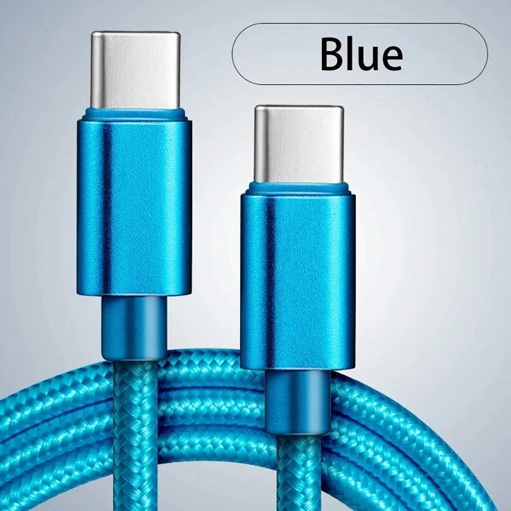 66W 5A USB C To Type C Fast Charging Data Cable USB Type C to Type-C Nylon Braided Quick Charge Charger Adapter Cable 1m 2m 3m