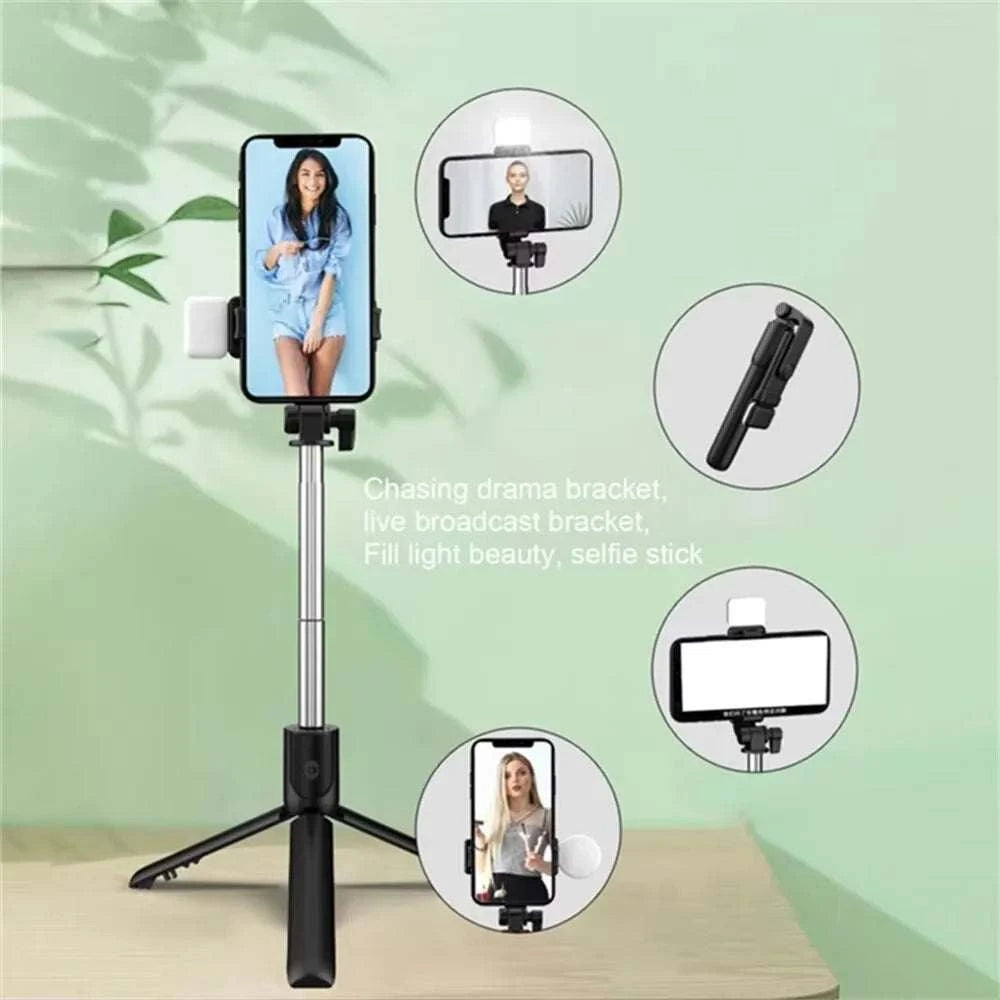 Phone Selfie Stick Tripod Bluetooth Remote Wireless Selfi Stick Phone Holder With Beauty LED Fill Light For Phone Live Streaming