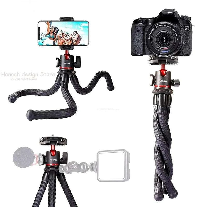 Flexible Octopus Tripod for Phone Camera DSLR 2in1 Design Tripod With Phone Holder Side Cold Shoe 1/4&