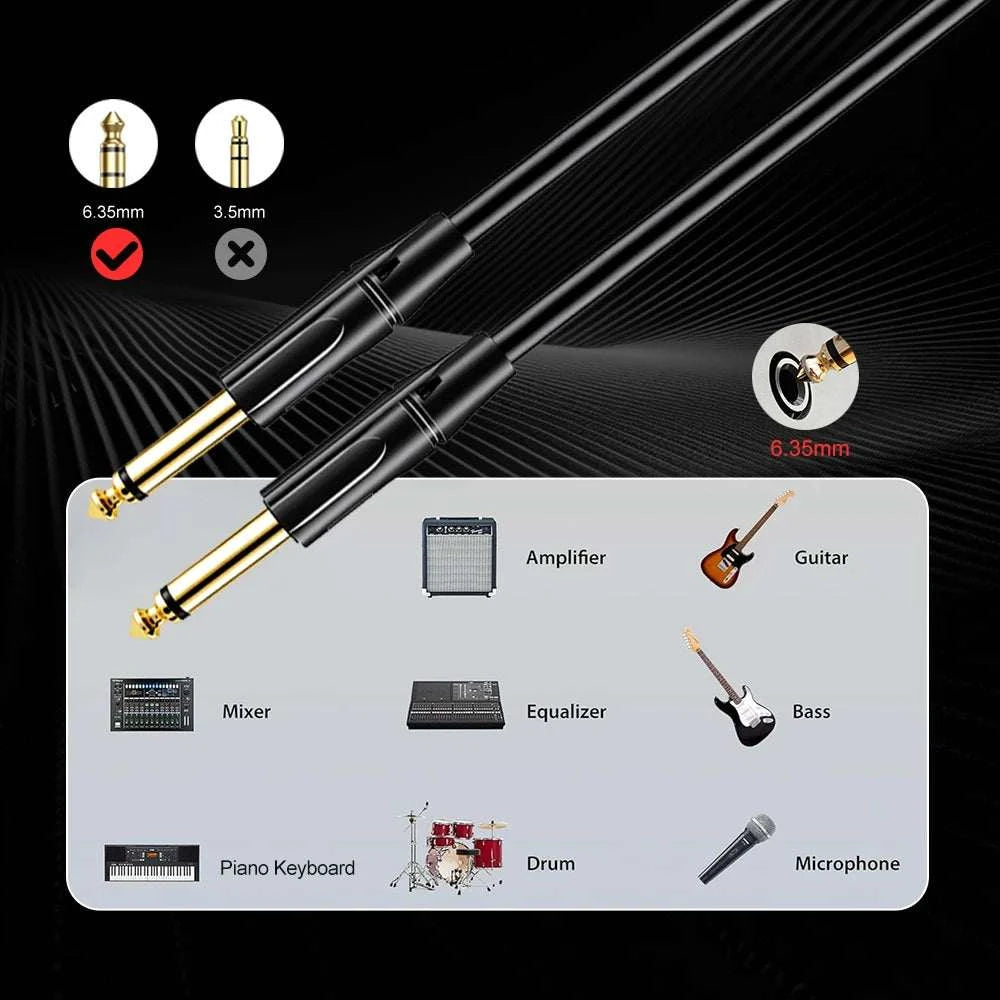 Audio Cable 3m 6m 10m Elastic PVC 6.35mm 1/4" Guitar Cable Straight to Straight for Electric Instruments