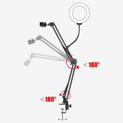 Overhead Tripod for Phone with Ring Light Desktop Cellphone Bracket for Video Shooting Table Mobile Mount for Filming Recording