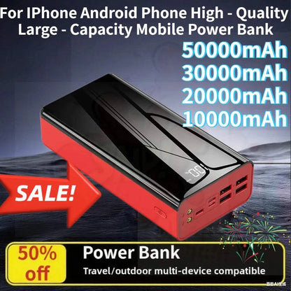 50000mAh 30000mAh 20000mAh 10000mAh Power Bank for IPhone Android Phone High - Quality and Large - Capacity Mobile Power Bank