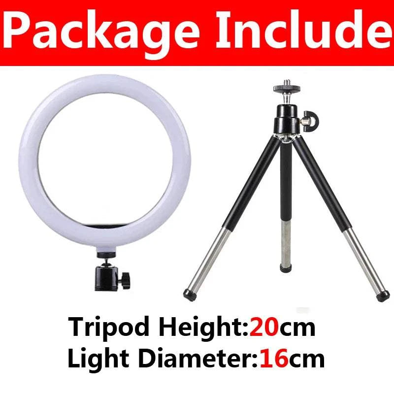 10 Inch LED Ring Light Photography Lighting Phone Ringlight With Tripod Stand Round Fill Lamp For Phone Live Video Selfie Lamp