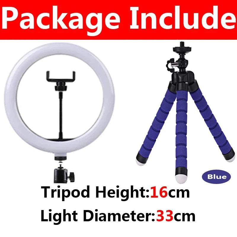 10 Inch LED Ring Light Photography Lighting Phone Ringlight With Tripod Stand Round Fill Lamp For Phone Live Video Selfie Lamp