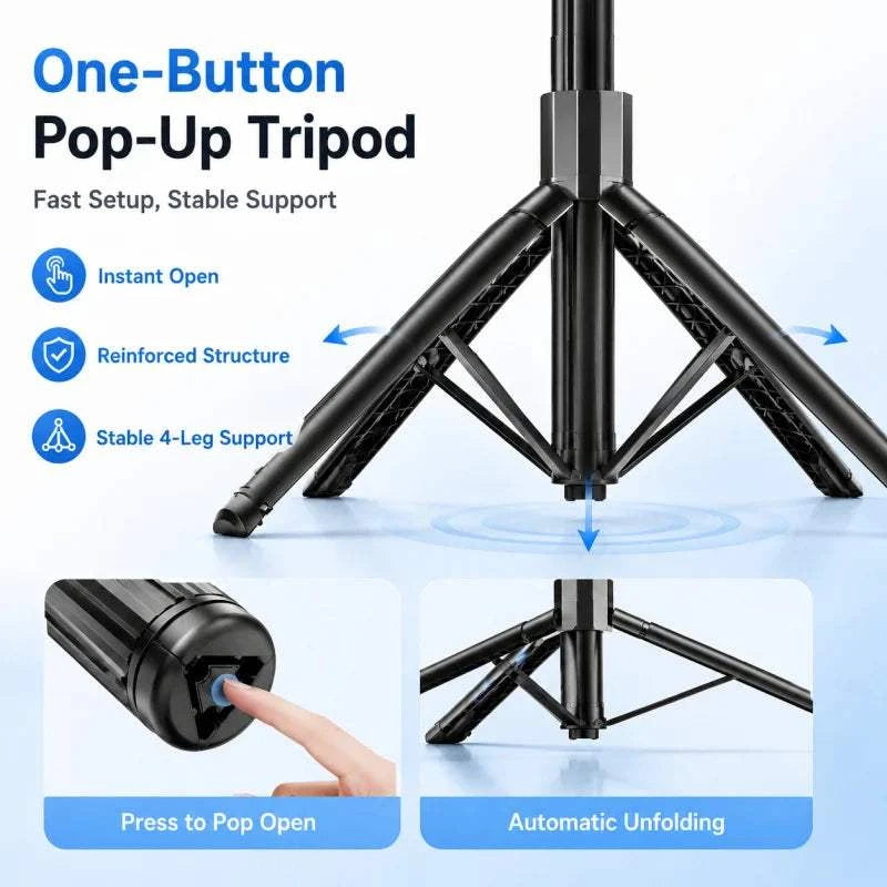 AI Face Tracking Selfie Stick Gimbal Stabilizer, Bluetooth Extendable Phone Tripod with 4-Axis Anti-Shake, Fill Light, Smart Aut