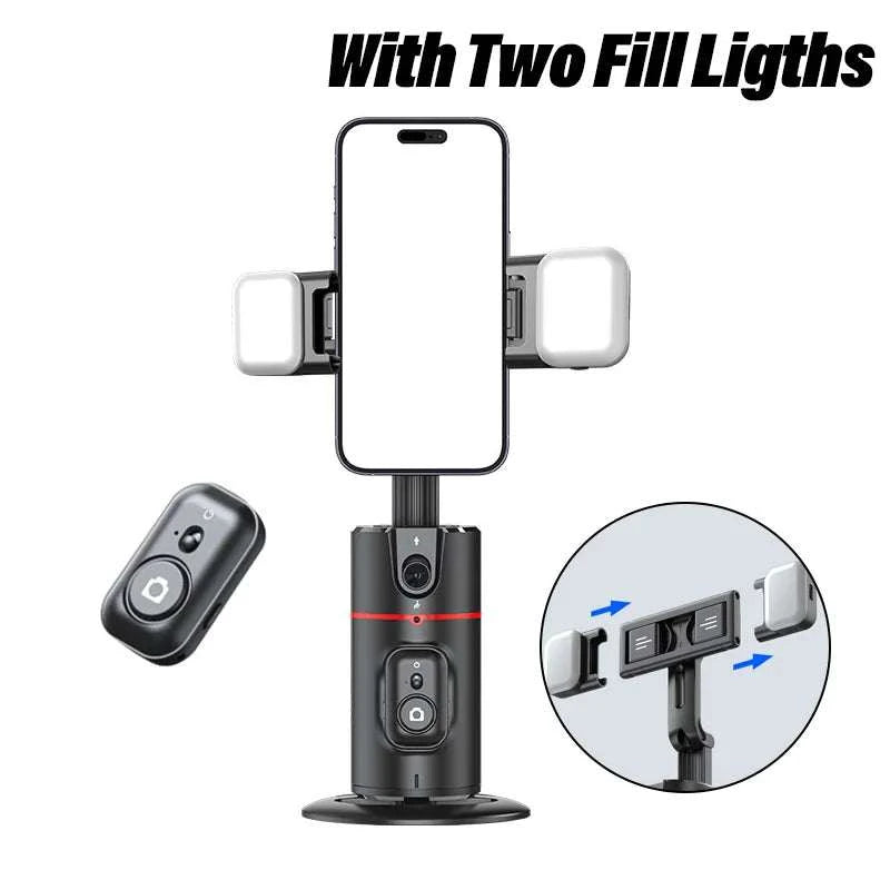 360° Gimbal Stabilizer Desktop AI Automatic Tracking Gimbal With Remote Shutter+Fill Light For Smartphone Stabilizer Durable