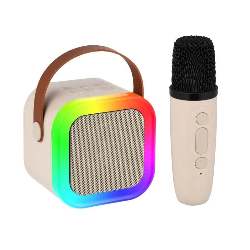 Dual Wireless Microphone Karaoke Machine Portable Bluetooth Speaker RGB Lights Voice Change Support  USB/TF/AUX for Adults Kids