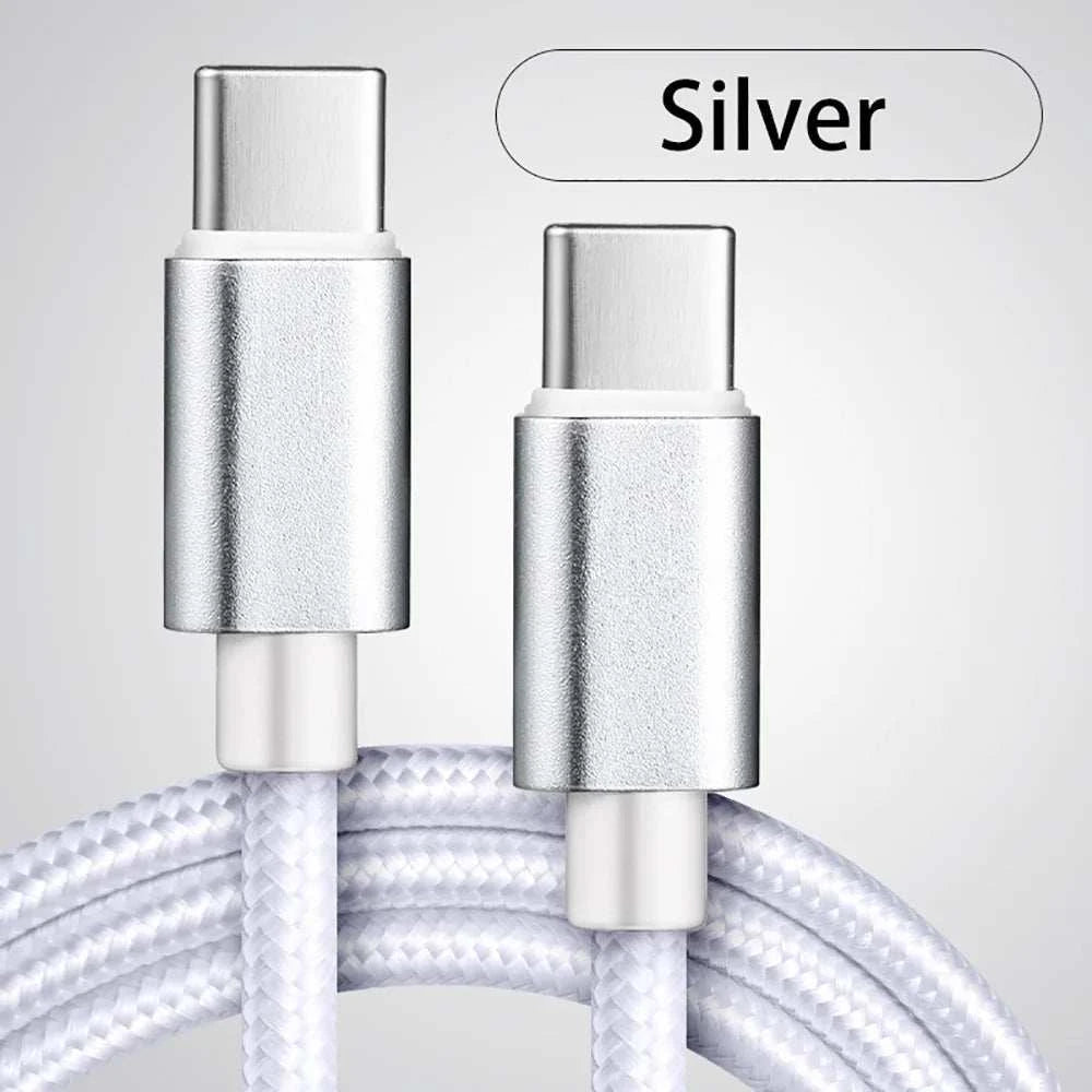 66W 5A USB C To Type C Fast Charging Data Cable USB Type C to Type-C Nylon Braided Quick Charge Charger Adapter Cable 1m 2m 3m