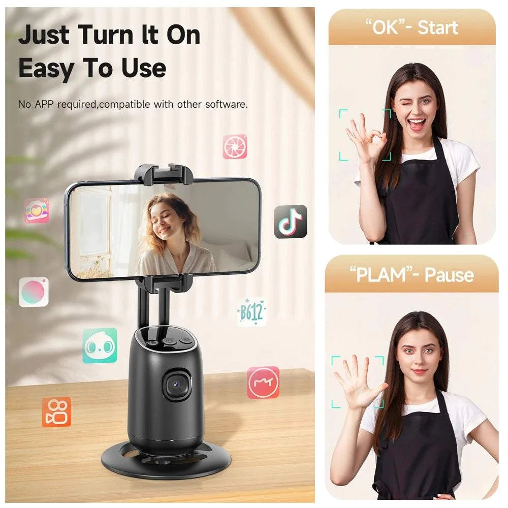 AI Smart Gimbal 360° Auto Follow-Up Face Tracking Gimbal All-in-one Phone Holder For smartphone video Live Stabilizer Tripod